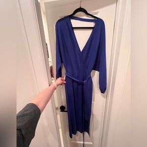 Elegant Blue Wrap Dress